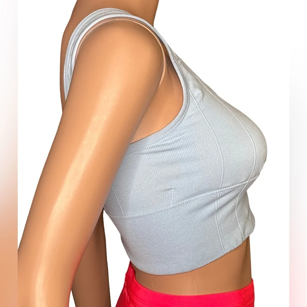 Light Blue Ribbed Sports Bra Small - Picture 2 of 4